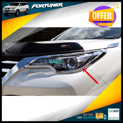 Toyota Fortuner Head Lamp Chrome Cover Front Line Head Light Lamp Cover