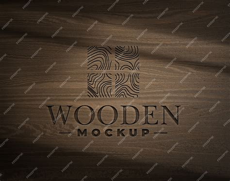 Premium PSD | Old engraving logo mockup on wood