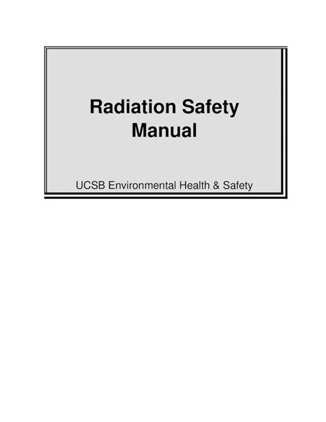 Pdf Radiation Safety Manual Environmental Health Safety With