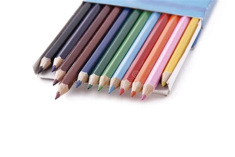 Colored pencil box stock photo. Image of white, wood - 20957770