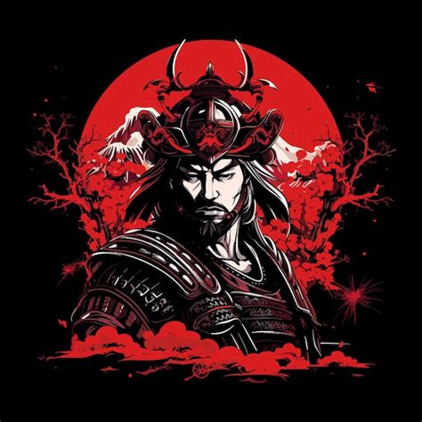 Camiseta Logo Samurai Vector Vector Premium