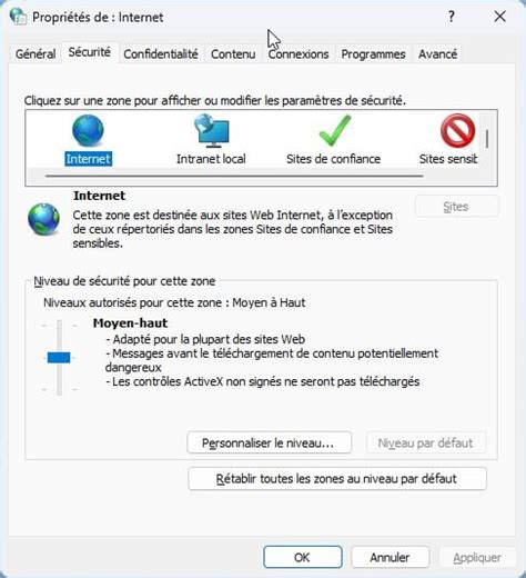 Les Options Internet De Windows