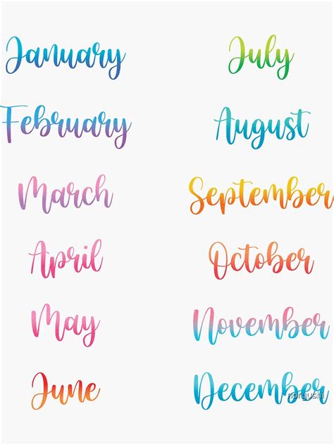 Watercolor Calligraphy Months Of The Year Bullet Journal Bujo