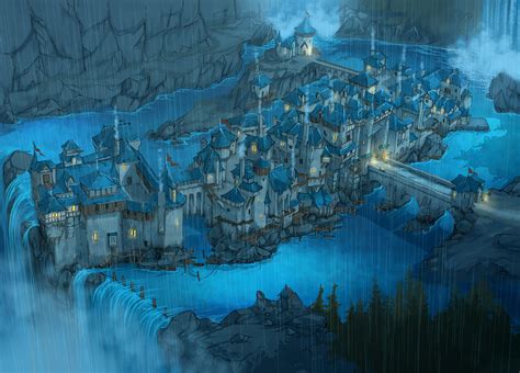 Rainy Fantasy Town By Guillaume Tavernier Rraining