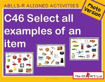 ABLLS R ALIGNED ACTIVITIES C46 Select All Examples Of An Item Photo