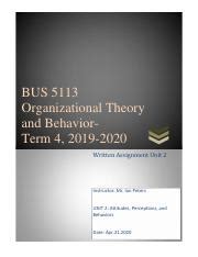 Written Assignment 2 Pdf BUS 5113 Organizational Theory And