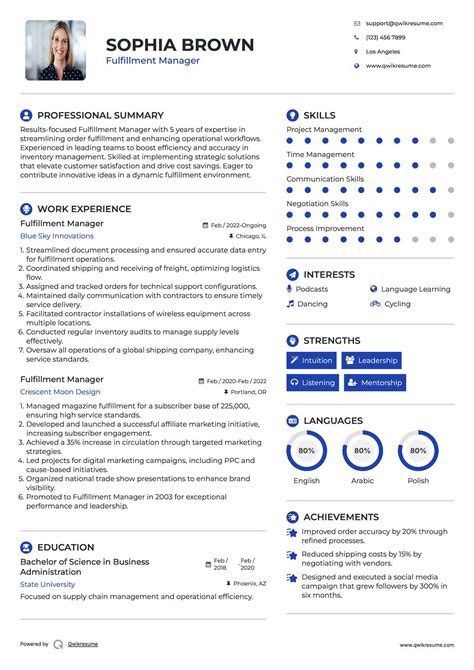 10+ Fulfillment Manager Resume Samples & Templates for 2025