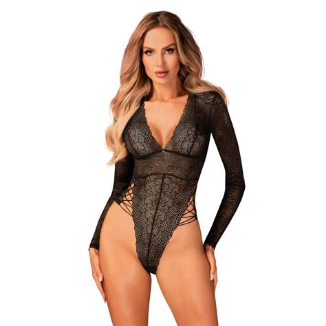 Obsessive Seksowne Koronkowe Body Merlys Czarne M L 15023617754