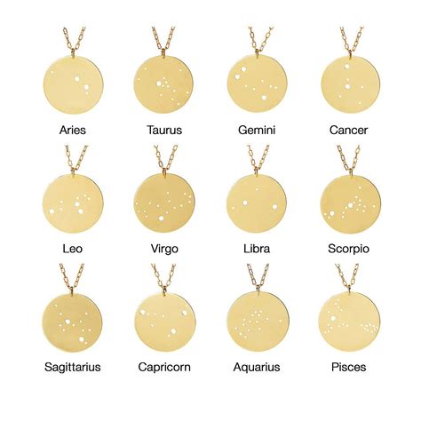 Gold Astrology Necklace Gold Horoscope Zodiac Jewelry Uncommongoods