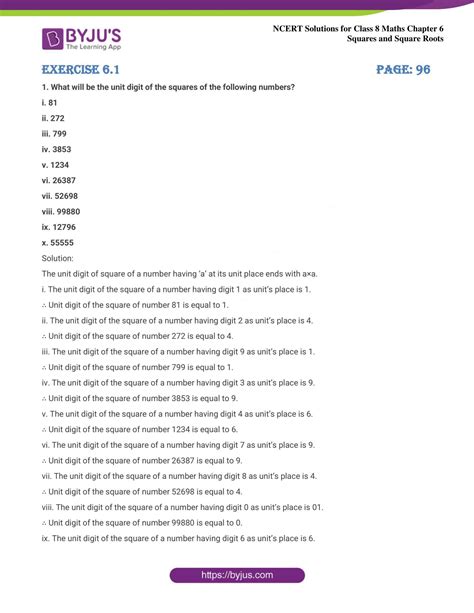 Ncert Solutions For Class 8 Maths Exercise 6 1 Chapter 6 Squares And