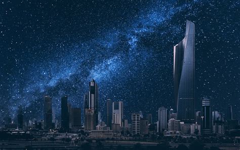 World Wildness Web: Night Skyline Wallpaper