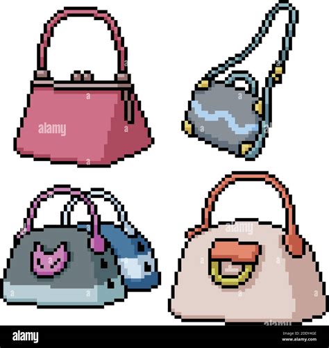 Pixel Art Set Isolated Woman Purse Stock Vector Image And Art Alamy