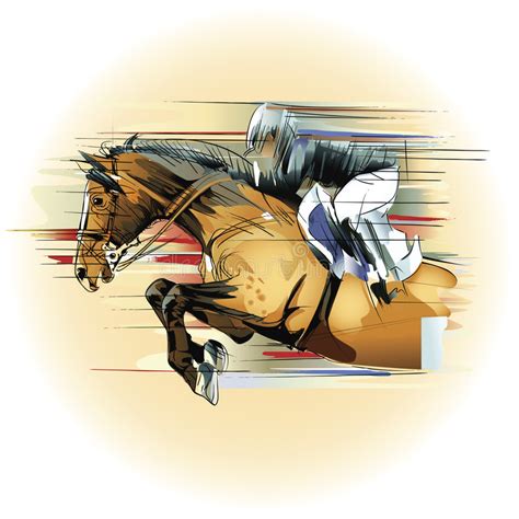 Het Springen Paard En Jockey Vector Illustratie Illustration Of Mens