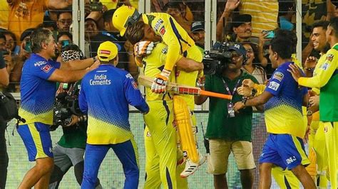 Csk Winning Celebration Vs Gt Jadeja Winning Shot Dhoni Hugs Jadeja