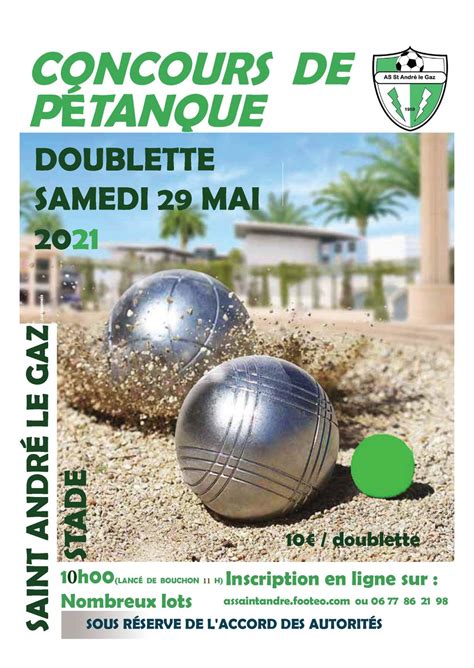 Actualité TOURNOI PÉTANQUE 2021 club Football AS Saint André le Gaz