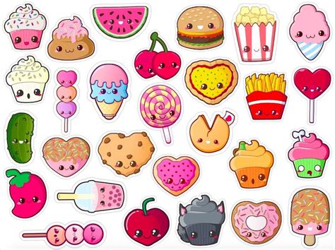 Kawaii Food Stickers Pack Of 28 0 Jpeg 988738 Desenhos Kawaii