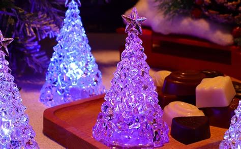 Toddmomy 5pcs Tabletop Lighted Christmas Tree Led Acrylic Night Light Christmas