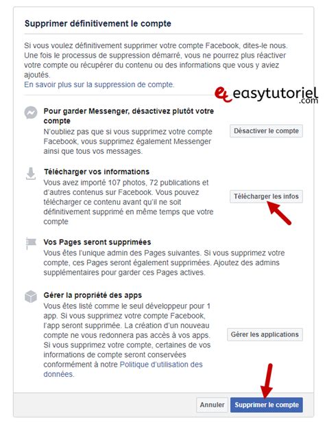 Comment supprimer un compte Facebook définitivement EasyTutoriel