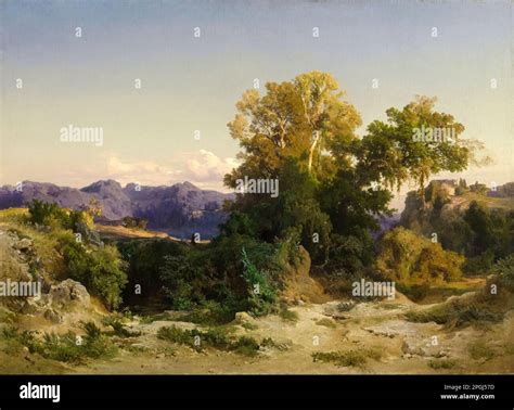 Arnold B Cklin Landscape In The Roman Campagna Painting In Oil On