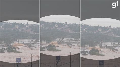 V Deo Embarca O Bate Contra Ponte Durante Enchente Do Rio Taquari No