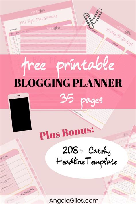 Free Printable Blog Planner Includes Catchy Headline Template