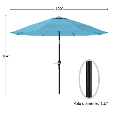 Pure Garden 10ft Patio Umbrella With Auto Tilt And Vented Canopy Blue