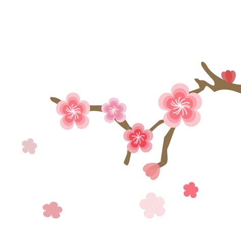 Plum Blossom PNG Picture, Plum Blossom Hand Painted Petal Vector Plum Blossom Cartoon Flower ...