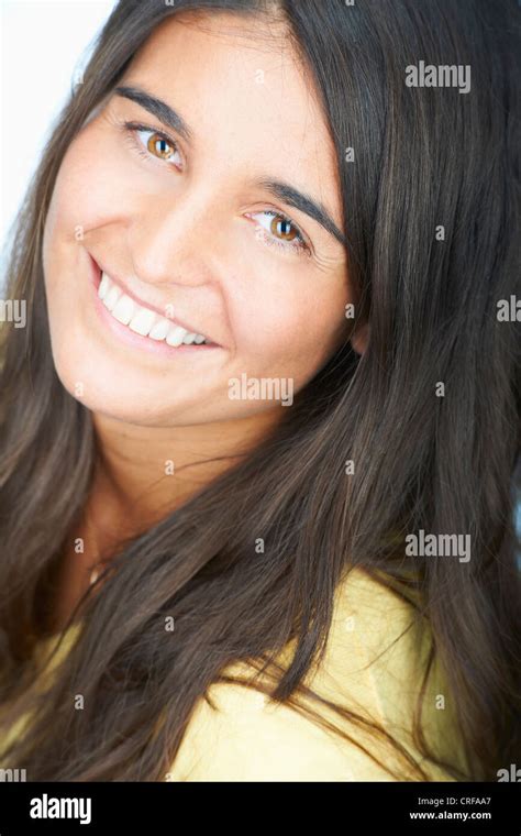 Close up of womans smiling face Stock Photo - Alamy