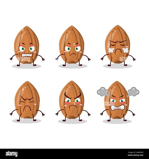 Almond Cartoon Character With Various Angry Expressions Vector