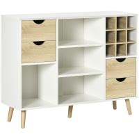 HOMCOM Buffet haut meuble de rangement design bohème double portes avec