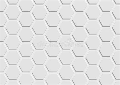 White Hexagon Grid Background With Geometrical Structures Stock