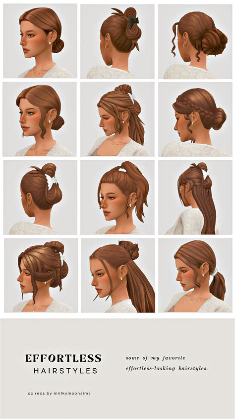 effortless hairstyles ♡ all maxis match! sleek low bun / messy claw ...