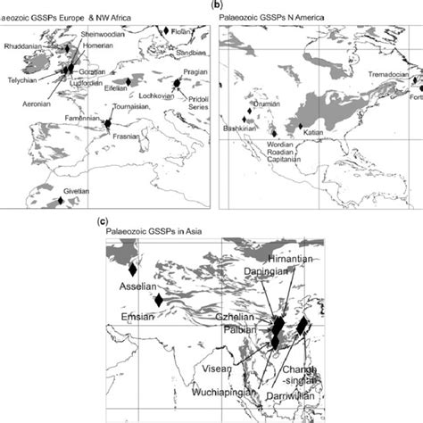 A C Palaeozoic GSSPs And Sediments Palaeozoic Outcrops In Grey 35