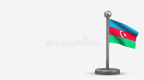 Azerbaijan 3d Waving Flag Illustration On Tiny Flagpole Stock Illustration Illustration Of