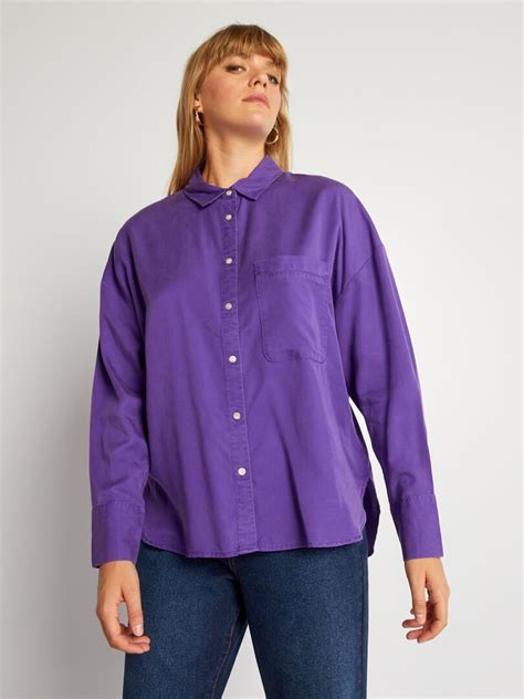 Camisa Lisa De Manga Larga Morado Kiabi 18 00