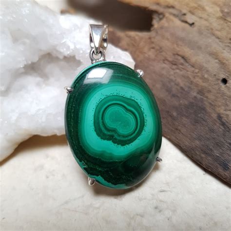 Pendentif Malachite Serti Argent