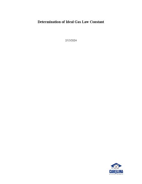 CHM 101L M6 Ideal Gas Law Constant Lab Report Determination Of Ideal