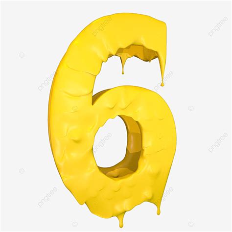 Number 6 Clipart PNG Images 3d Melted Number 6 6 Digital Melt PNG