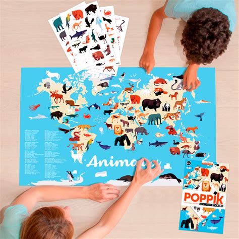 Poster Stickers Animaux Du Monde Poppik Nature D Couvertes