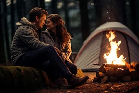 Premium Photo | Romantic Couples Camping Trip in a Forest