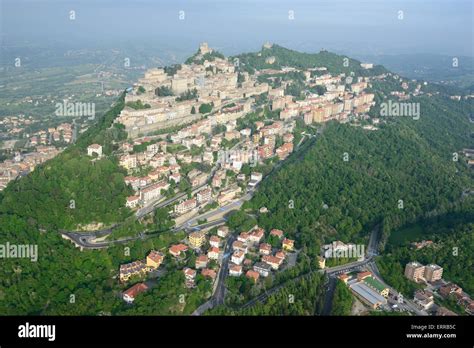 Aerial View The Capital City Of San Marino On The Western Side Of