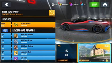 Asphalt 8 FRESH TUNE UP CUP TOP 1 Pininfarina Battista 01 10 190