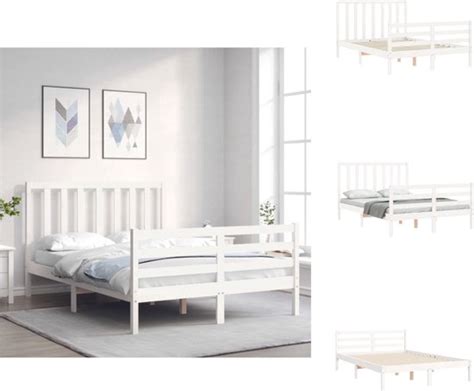 Vidaxl Bed Grenenhout Bedframe X X Cm Wit Bed Bol