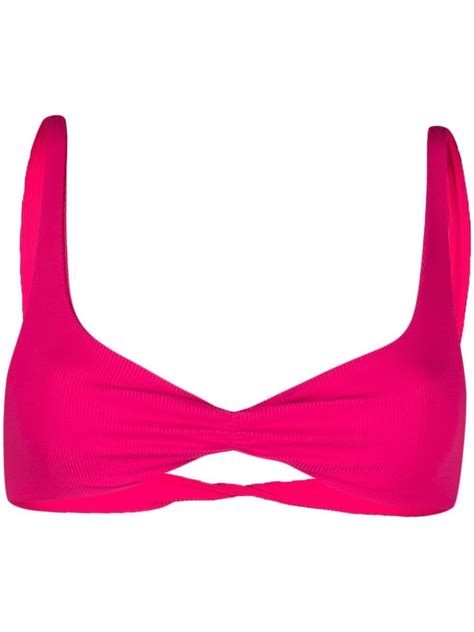 The Attico Twisted Ribbed Triangle Bikini Top Farfetch