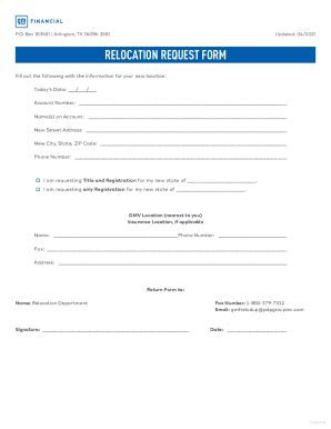 Fillable Online Relocation Request Form Gm Financial Fax Email Print