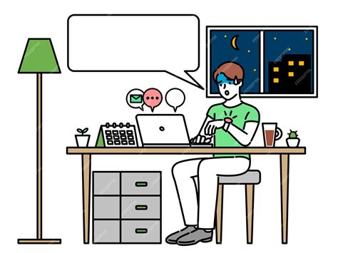 Premium Vector | An office worker staying up late