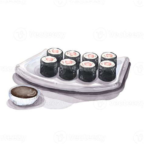 Watercolor Sushi Roll 20043509 Png