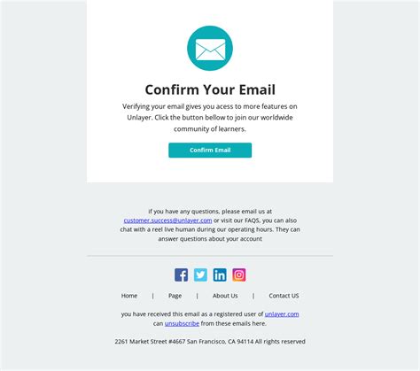 Confirm Your Email Email Template Unlayer