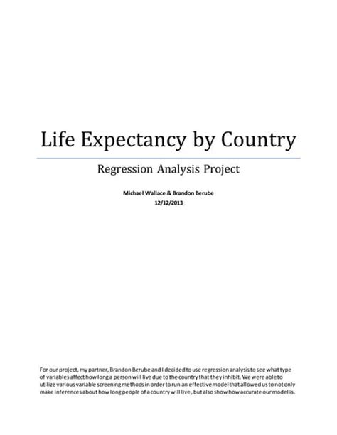 Regression Analysis Project Pdf