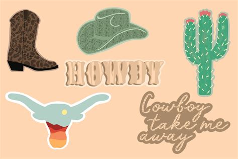 Western Sticker Pack Cute Western Stickers Cowgirl Boot Etsy